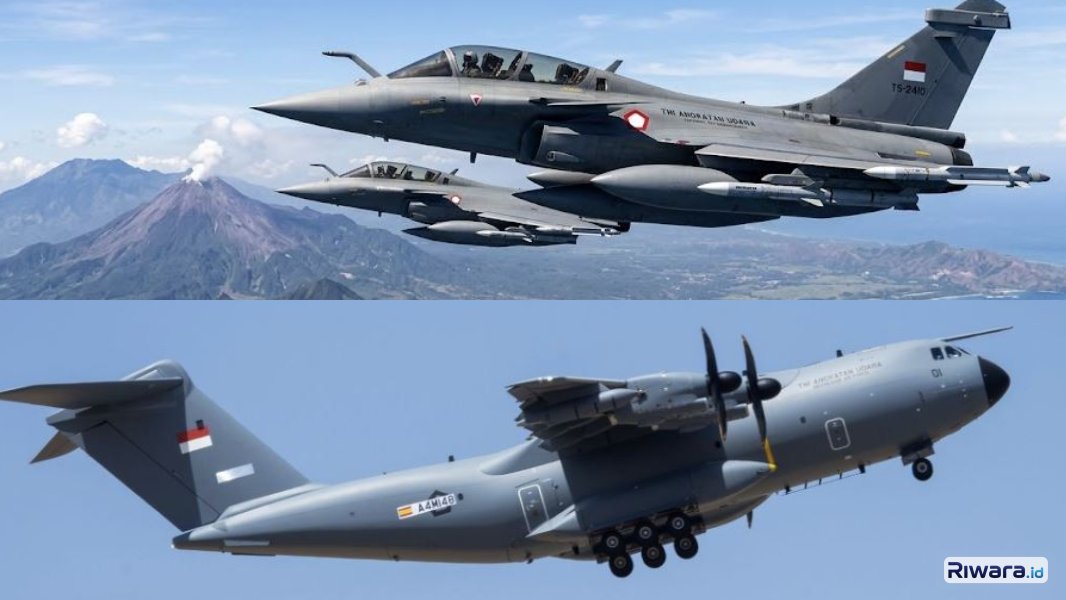 Pesawat tempur Rafale dan pesawat angkut berat A-400M yang baru saja memperkuat TNI AU